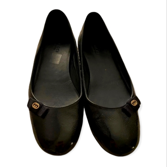 Gucci Shoes - Gucci Black Patent Leather GG Ballerina 317039